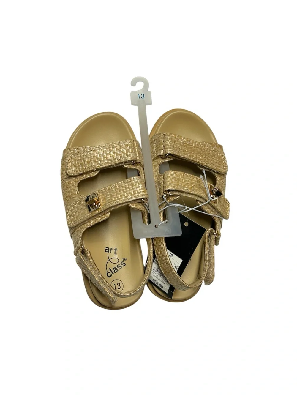 art class Girls Metallic Woven Gold Adjustable Sandals